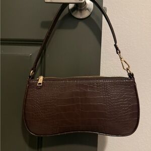 Elegant Brown Crocodile-Embossed Women's Bag